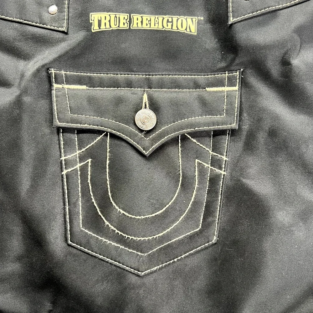 True‎ Religion Black Canvas Tote Logo Bag Lightweight